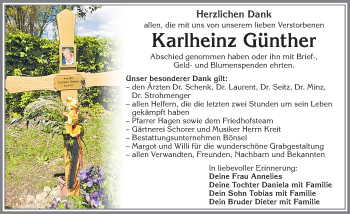 Traueranzeige von Karlheinz Günther von Allgäuer Zeitung, Kaufbeuren/Buchloe