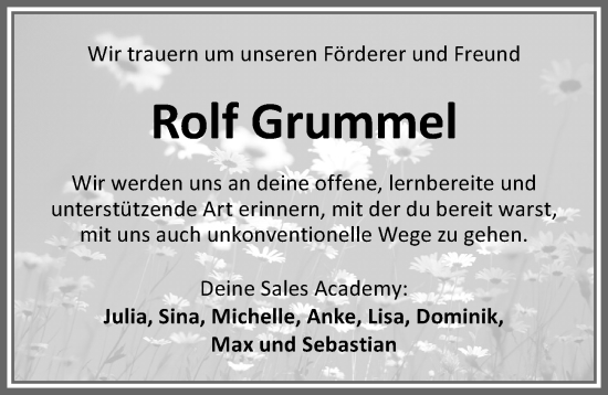 Traueranzeige von Rolf Grummel von Allgäuer Zeitung