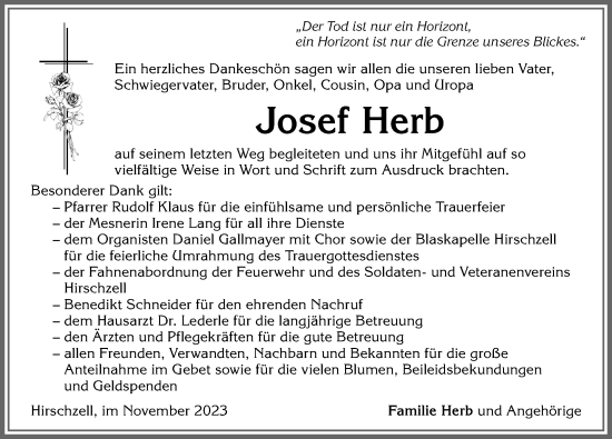 Traueranzeige von Josef Herb von Allgäuer Zeitung, Kaufbeuren/Buchloe