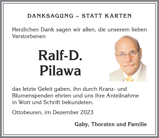 Traueranzeige von Ralf-D. Pilawa von Memminger Zeitung