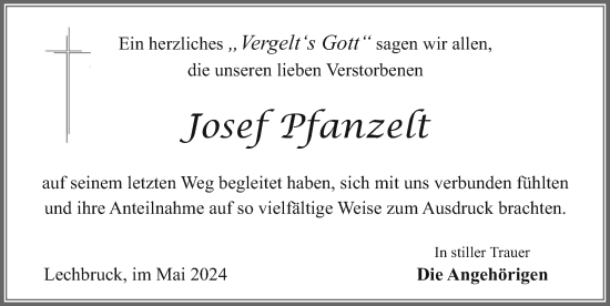 Traueranzeige von Josef Pfanzelt von Allgäuer Zeitung, Füssen