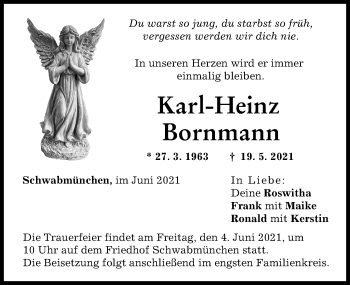 Traueranzeige von Karl-Heinz Bornmann von Augsburger Allgemeine