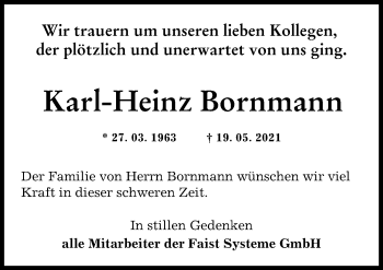 Traueranzeige von Karl-Heinz Bornmann von Schwabmünchner Allgemeine, Augsburger Allgemeine