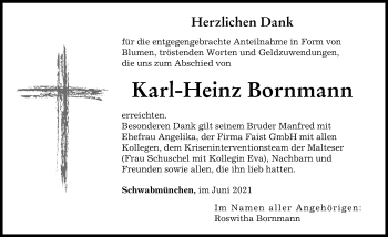 Traueranzeige von Karl-Heinz Bornmann von Schwabmünchner Allgemeine