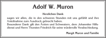 Traueranzeige von Adolf W. Muron von Allgäuer Zeitung