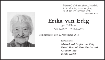 Traueranzeige von Erika van Edig von Der Westallgäuer