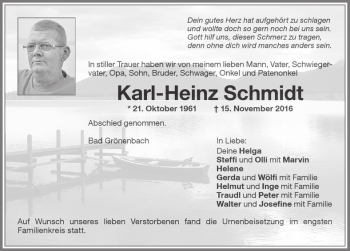Traueranzeige von Karl-Heinz Schmidt von Memminger Zeitung