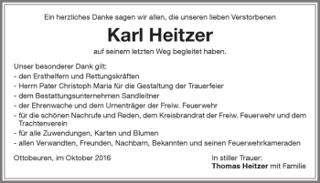 Traueranzeige von Karl Heitzer von Memminger Zeitung