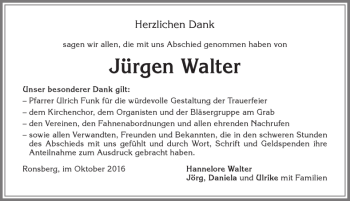 Traueranzeige von Jürgen Walter von Allgäuer Zeitung, Marktoberdorf