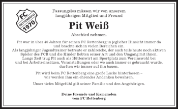 Traueranzeige von Pit Weiß von Allgäuer Anzeigeblatt