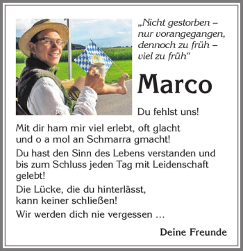 Traueranzeige von Marco  von Allgäuer Zeitung