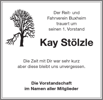 Traueranzeige von Kay Stölzle von Memminger Zeitung