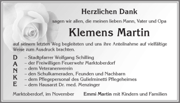 Traueranzeige von Klemens Martin von Allgäuer Zeitung, Marktoberdorf