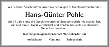 Traueranzeige von Hans-Günter Pohle von Allgäuer Zeitung, Marktoberdorf