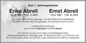 Traueranzeige von Erika und Ernst Abrell von Memminger Zeitung