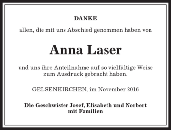 Traueranzeige von Anna Laser von Allgäuer Anzeigeblatt