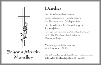 Traueranzeige von Johann Martin von Memminger Zeitung