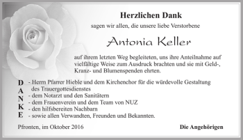 Traueranzeige von Antonia Keller von Allgäuer Zeitung, Füssen