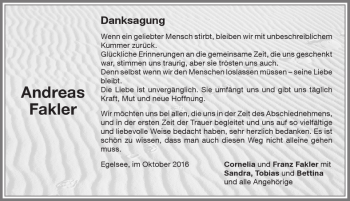 Traueranzeige von Andreas Fakler von Memminger Zeitung