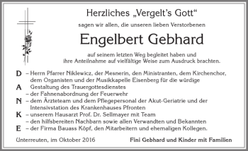 Traueranzeige von Engelbert Gebhard von Allgäuer Zeitung, Füssen