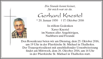 Traueranzeige von Gerhard Knestel von Allgäuer Zeitung, Marktoberdorf