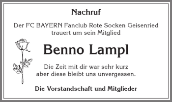 Traueranzeige von Benno Lampl von Allgäuer Zeitung, Marktoberdorf