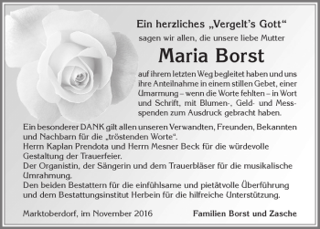 Traueranzeige von Maria Borst von Allgäuer Zeitung, Marktoberdorf