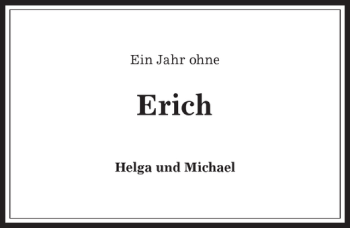 Traueranzeige von Erich  von Allgäuer Anzeigeblatt