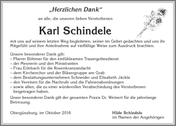 Traueranzeige von Karl Schindele von Allgäuer Zeitung, Marktoberdorf