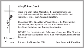 Traueranzeige von Helmut Sauer von Allgäuer Zeitung, Füssen