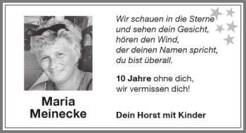 Traueranzeige von Maria Meinicke von Memminger Zeitung