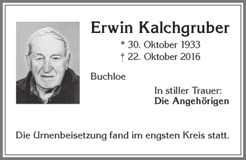 Traueranzeige von Erwin Kalchgruber von Allgäuer Zeitung, Kaufbeuren/Buchloe
