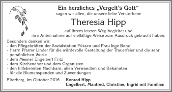 Traueranzeige von Theresia Hipp von Allgäuer Zeitung, Füssen