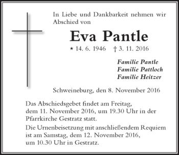 Traueranzeige von Eva Pantle von Der Westallgäuer