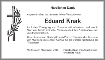 Traueranzeige von Eduard Knak von Allgäuer Zeitung,Kempten