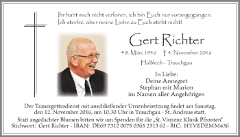 Traueranzeige von Gert Richter von Allgäuer Zeitung, Füssen