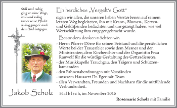 Traueranzeige von Jakob Scholz von Allgäuer Zeitung, Füssen