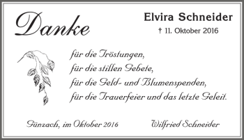 Traueranzeige von Elvira Schneider von Allgäuer Zeitung, Marktoberdorf