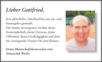 Traueranzeige von Gottfried  von Der Westallgäuer