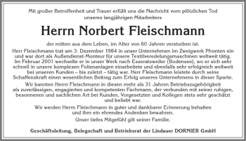 Traueranzeige von Norbert Fleischmann von Allgäuer Zeitung, Füssen