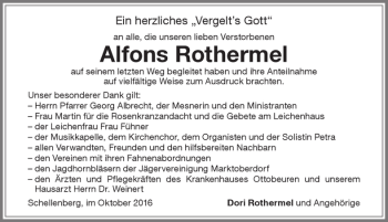Traueranzeige von Alfons Rothermel von Allgäuer Zeitung, Marktoberdorf