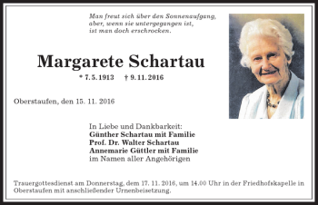 Traueranzeige von Margartet Schartau von Allgäuer Anzeigeblatt