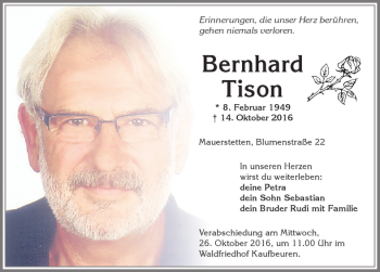 Traueranzeige von Bernhard Tison von Allgäuer Zeitung, Kaufbeuren/Buchloe