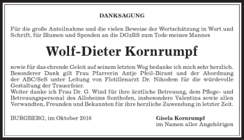 Traueranzeige von Wolf-Dieter Kornrumpf von Allgäuer Anzeigeblatt