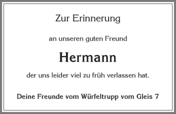 Traueranzeige von Hermann  von Allgäuer Zeitung,Kempten