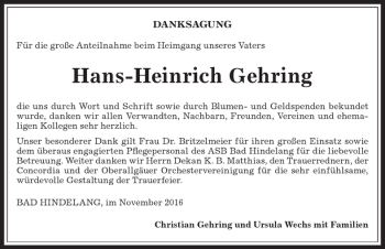 Traueranzeige von Hans-Heinrich Gehring von Allgäuer Anzeigeblatt