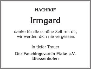 Traueranzeige von Irmgard  von Allgäuer Zeitung, Marktoberdorf