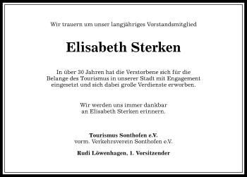 Traueranzeige von Elisabeth Sterken von Allgäuer Anzeigeblatt