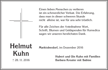 Traueranzeige von Helmut Kuhn von Allgäuer Zeitung, Marktoberdorf