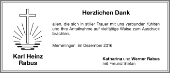 Traueranzeige von Karl Heinz Rabus von Memminger Zeitung